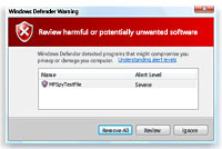 Windows Defender vous avertit lorsqu'il perçoit un comportement suspect.